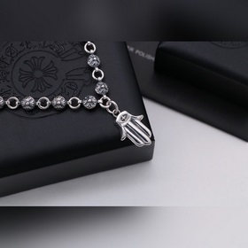Chrome Hearts Серебряный браслет с крестом и бусинами в форме лад
