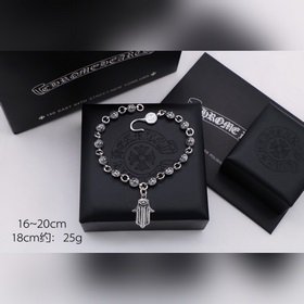 Chrome Hearts Серебряный браслет с крестом и бусинами в форме лад