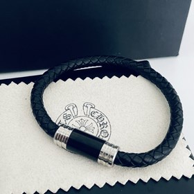 Специальная версия Chrome Hearts Браслет из черного янтаря с кожа
