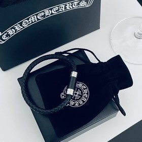 Специальная версия Chrome Hearts Браслет из черного янтаря с кожа