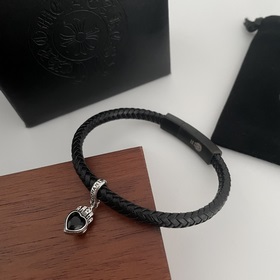 Специальная версия Chrome Hearts Сердцевидный кулон Кожаный брасл