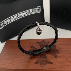 Специальная версия Chrome Hearts Сердцевидный кулон Кожаный брасл