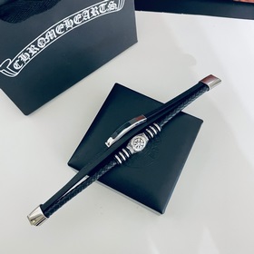 Chrome Hearts Классический ретро браслет с крестом из кожи кожаны