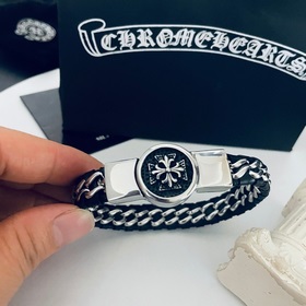 Chrome Hearts Классический браслет с крестом из кожи в стиле ретр