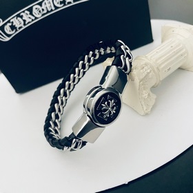 Chrome Hearts Классический браслет с крестом из кожи в стиле ретр