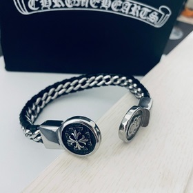 Chrome Hearts Классический браслет с крестом из кожи в стиле ретр