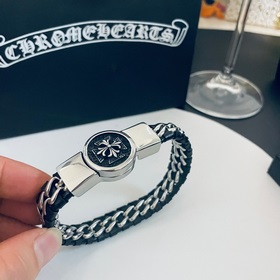 Chrome Hearts Классический браслет с крестом из кожи в стиле ретр