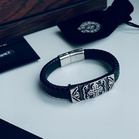 Chrome Hearts Классический браслет с крестом из кожи в стиле ретр