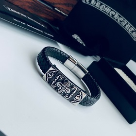 Chrome Hearts Классический браслет с крестом из кожи в стиле ретр