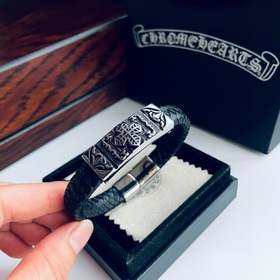 Chrome Hearts Классический браслет с крестом из кожи в стиле ретр