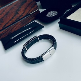 Chrome Hearts Классический браслет с крестом из кожи в стиле ретр