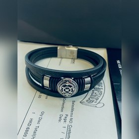 Chrome Hearts, классический браслет с кожаным шнуром виде штурвал