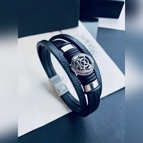 Chrome Hearts, классический браслет с кожаным шнуром виде штурвал