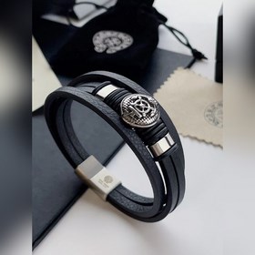 Chrome Hearts, классический браслет с кожаным шнуром виде штурвал