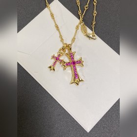Ожерелье с двумя крестами из красного рубина Кулон съемный, можн