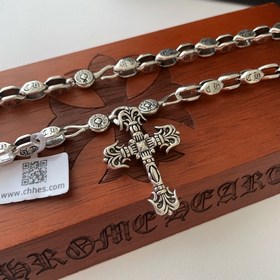 Chrome Hearts Классический ретро-кулон виде креста с пламенем. Кл