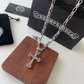 Chrome Hearts Классический ретро-кулон виде креста с пламенем. Кл