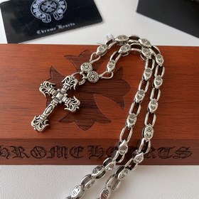 Chrome Hearts Классический ретро-кулон виде креста с пламенем. Кл