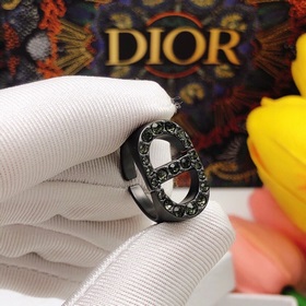 Номер DJZ0017 Кольцо Dior CD с бриллиантами, черное, высококачест