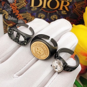 Номер DJZ0017 Кольцо Dior CD с бриллиантами, черное, высококачест