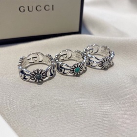 Gucci Гетто с двойным G и маленькими ромашками, кольцо с бирюзой