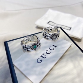 Gucci Гетто с двойным G и маленькими ромашками, кольцо с бирюзой