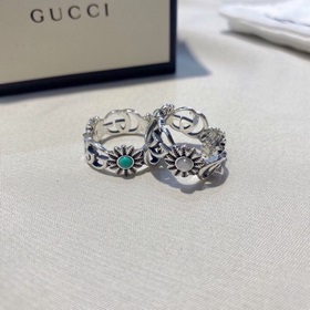 Gucci Гетто с двойным G и маленькими ромашками, кольцо с бирюзой 