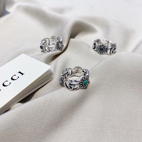 Gucci Гетто с двойным G и маленькими ромашками, кольцо с бирюзой 