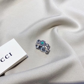 Gucci Гетто с двойным G и маленькими ромашками, кольцо с бирюзой 