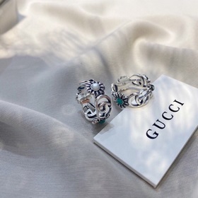 Gucci Гетто с двойным G и маленькими ромашками, кольцо с бирюзой 