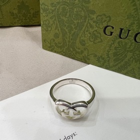 Gucci Кольцо с двойным G в форме сердца Размер： 12#14#16#18#20#