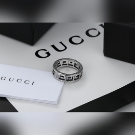 Gucci, серебряное кольцо, С открытым дизайном и двойным логотипо