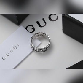 Gucci, серебряное кольцо с двойным логотипом G, с ажурной резьбой