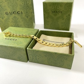 Золотистый браслет Gucci с двойным логотипом в стиле ретро Размер