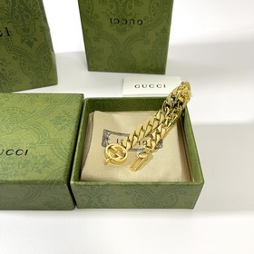 Золотистый браслет Gucci с двойным логотипом в стиле ретро Размер