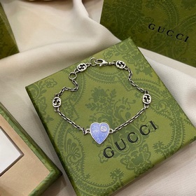 Gucci Браслет с двойным G из эмали синего цвета Размер： 17,2 см