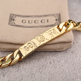 Золотой браслет с черепом от Gucci для пар Оригинальный штамп, из