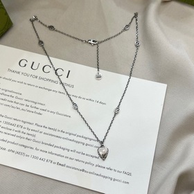 Gucci Interlocking Double G Heart Pendant Necklace