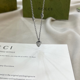 Gucci Interlocking Double G Heart Pendant Necklace