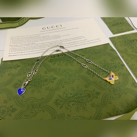 Gucci Новое ожерелье с бабочкой из эмали