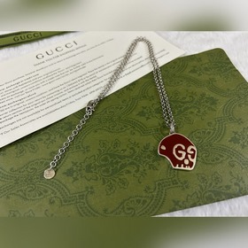 Gucci Красный ожерелье с черепом Длина： 50+5 см