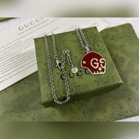 Gucci Красный ожерелье с черепом Длина： 50+5 см