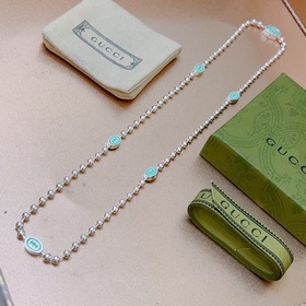 Новейшая модель серебряного колье Gucci с бусинами, более высоког