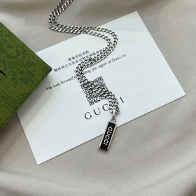Gucci 925 серебряный кулон с черной эмалью