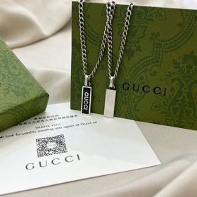 Gucci 925 серебряный кулон с черной эмалью