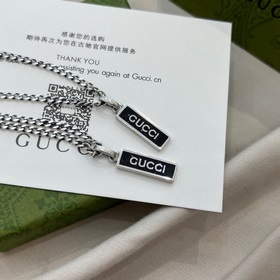 Gucci 925 серебряный кулон с черной эмалью