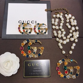 Gucci модные серьги с цветными кристаллами Swarovski в стиле Gucc