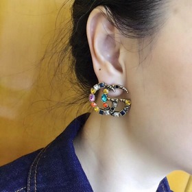 Gucci модные серьги с цветными кристаллами Swarovski в стиле Gucc