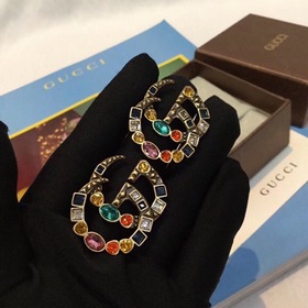 Gucci модные серьги с цветными кристаллами Swarovski в стиле Gucc