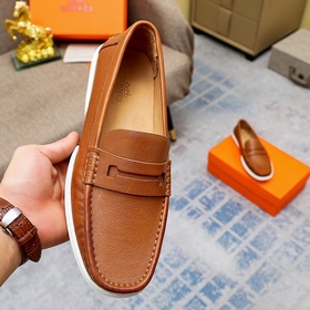 【Hermès】 Новая модель мужских кожаных туфель в стиле кэжуал, модн